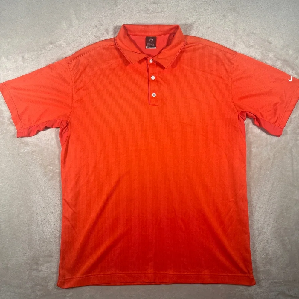 Nike Polo Shirt Sphere Dry Men XXL Orange Short Sleeve Textured‎ Stripe Golf